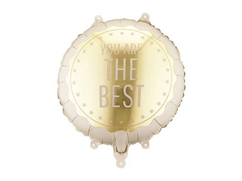 Кръгъл фолиен балон “You Are The Best” със златист надпис - Party Design