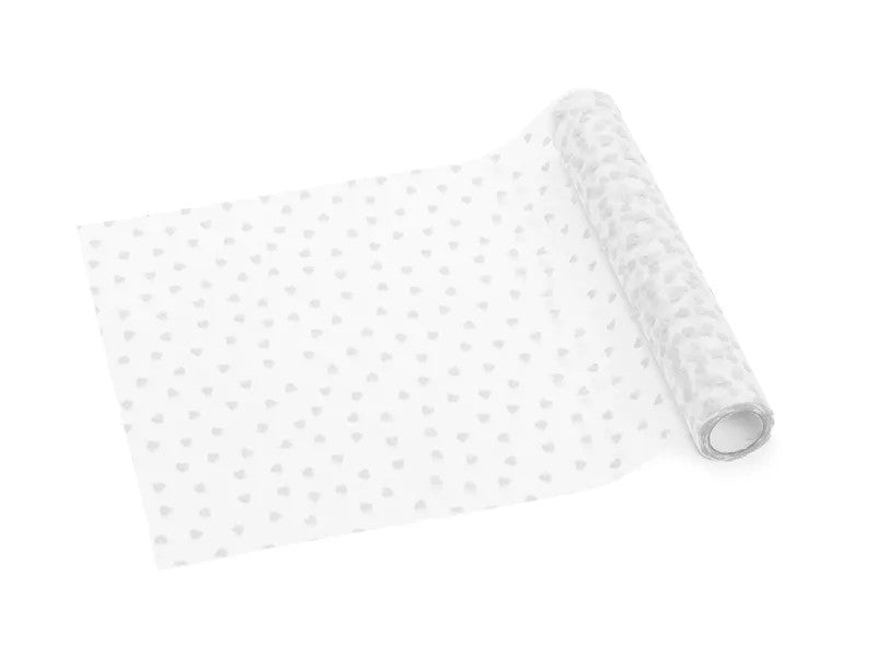Тюл за маса със сърца – 36 см × 9 м - Party Design