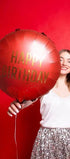 Кръгъл фолиен балон “Happy Birthday” с ефект златни конфети - Party Design