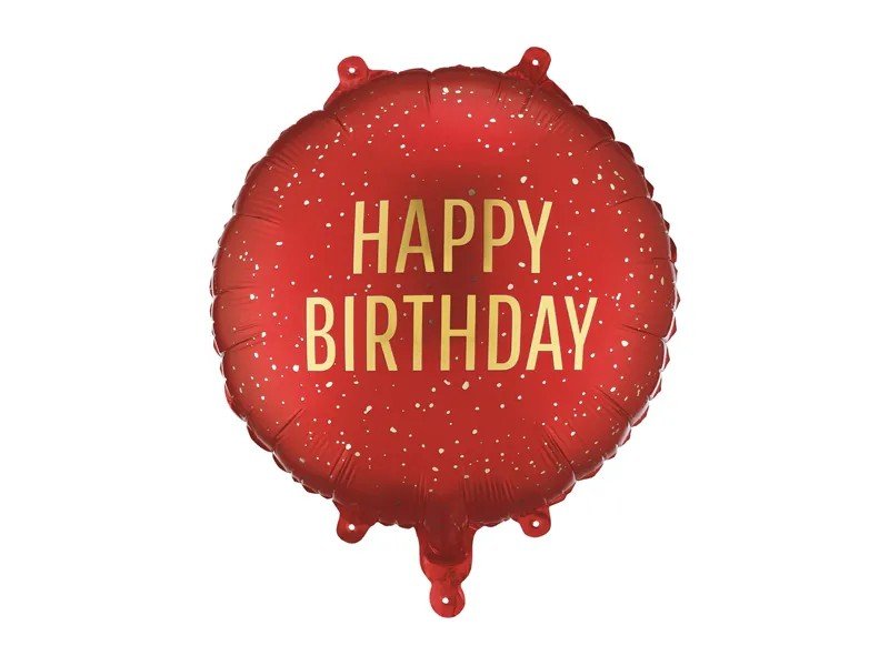 Кръгъл фолиен балон “Happy Birthday” с ефект златни конфети - Party Design