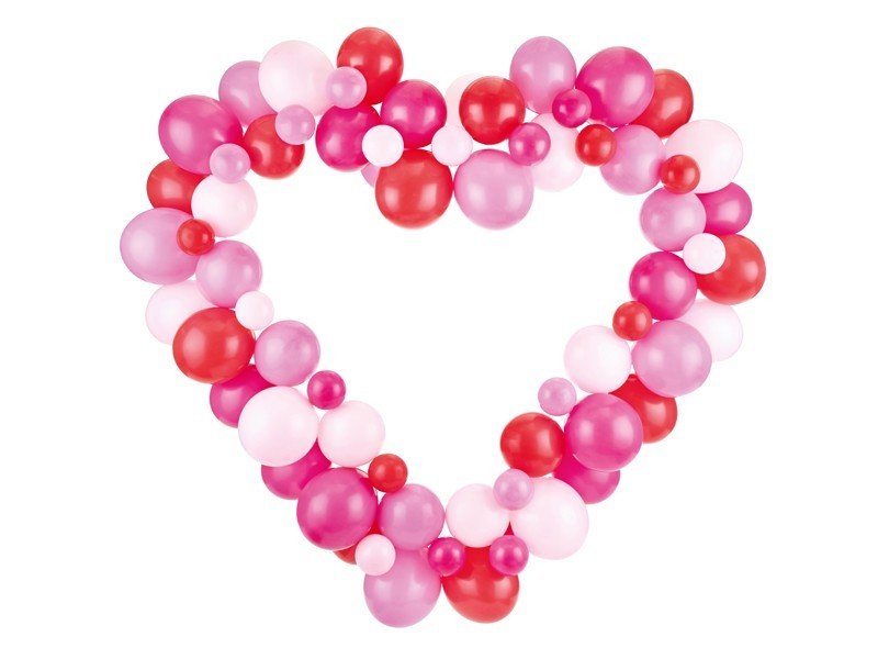 Сет от 80 Балона за Гирлянд - Сърце, розов, 160см - Party Design