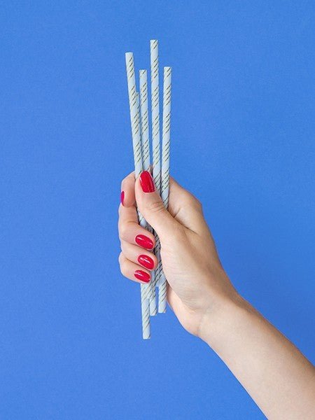 Сини Парти Сламки със Златен Принт - Party Design