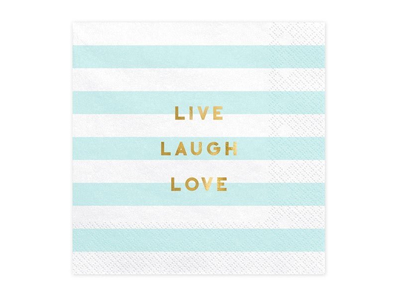 Парти Салфетки "Live Laugh Love", Светло Синьо - Party Design