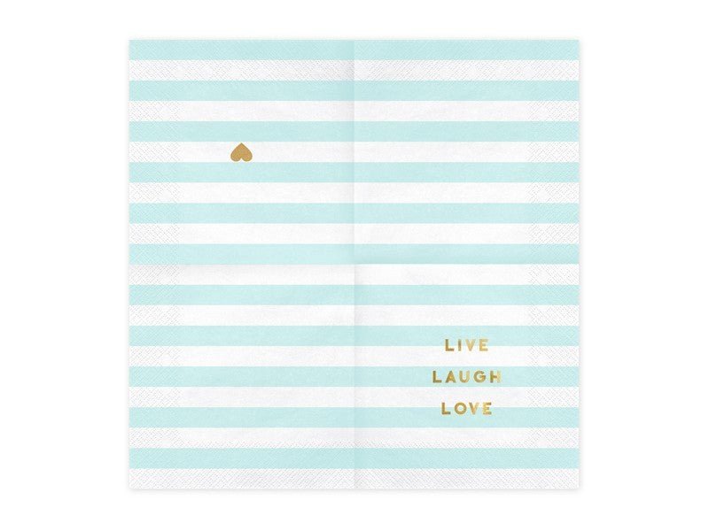 Парти Салфетки "Live Laugh Love", Светло Синьо - Party Design