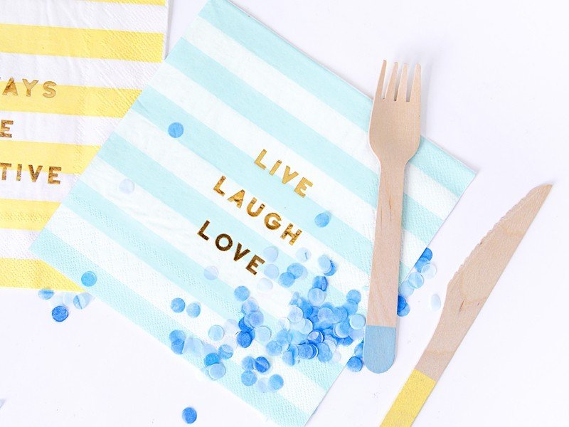 Парти Салфетки "Live Laugh Love", Светло Синьо - Party Design