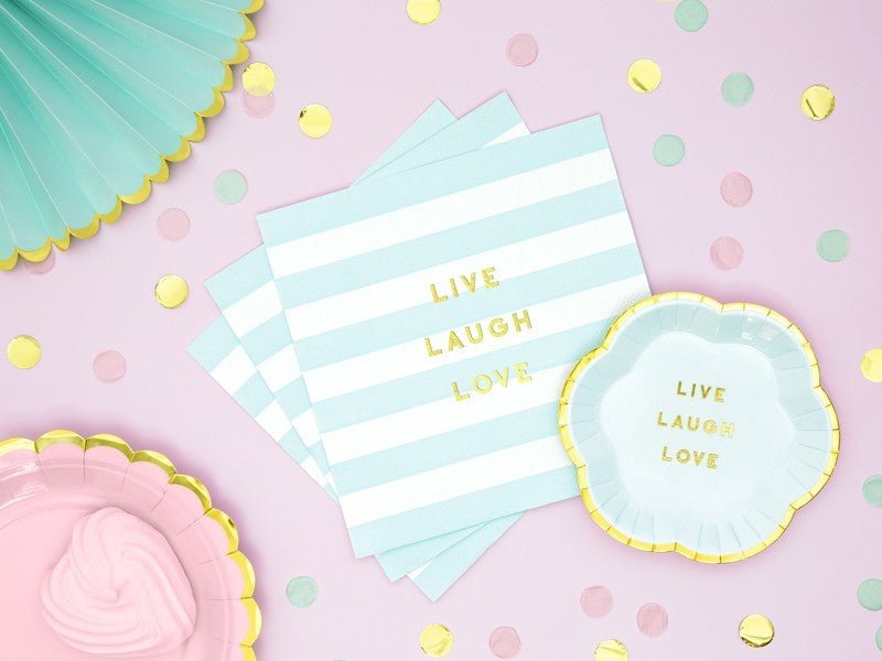 Парти Салфетки "Live Laugh Love", Светло Синьо - Party Design