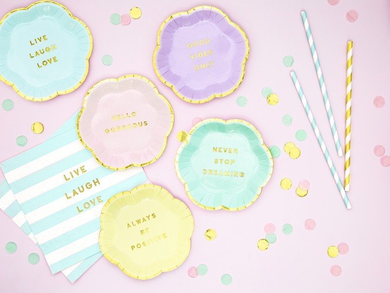 Парти Салфетки "Live Laugh Love", Светло Синьо - Party Design