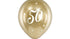 Латексови Балони Хром, Злато с Бял Печат 50, 30см - (1 пакет / 6 бр.) - Party Design