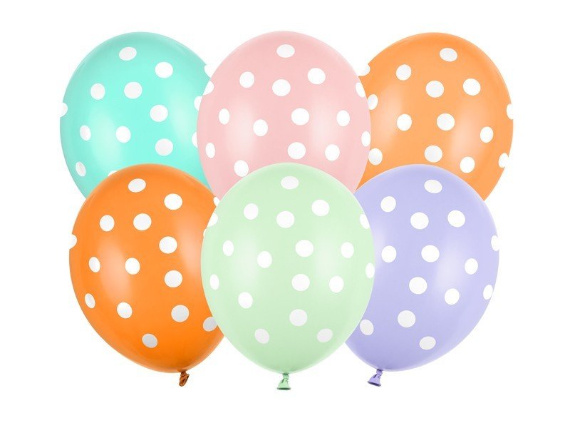 Латексови Балони на Точки, 30см - (1 пакет / 6 бр.) - Party Design