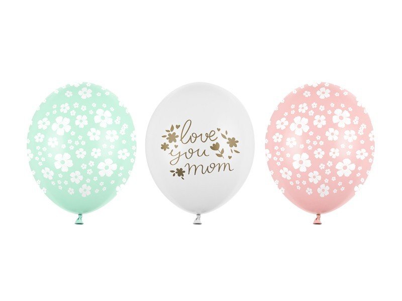 Летексови Балони "Love You Mom" 30см - (1 пакет / 3 бр.) - Party Design