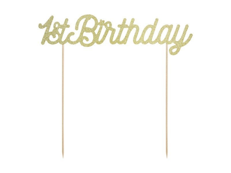 Топер За Торта в Златен Цвят - 1st Birthday - Party Design