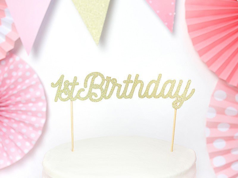 Топер За Торта в Златен Цвят - 1st Birthday - Party Design