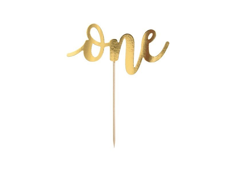 Златист Топер За Торта - "One" - Party Design