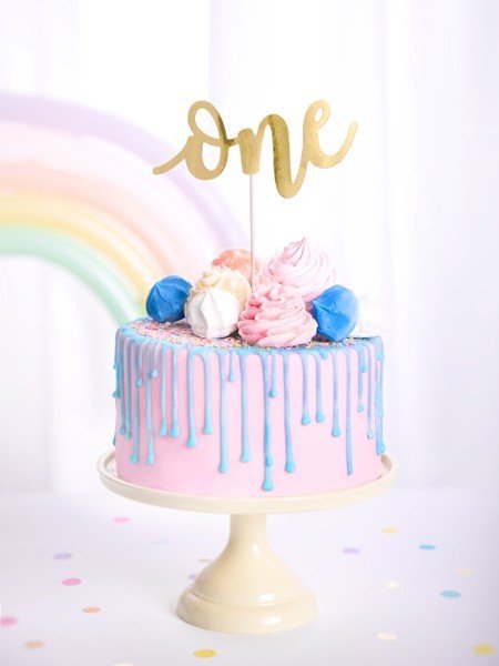Златист Топер За Торта - "One" - Party Design
