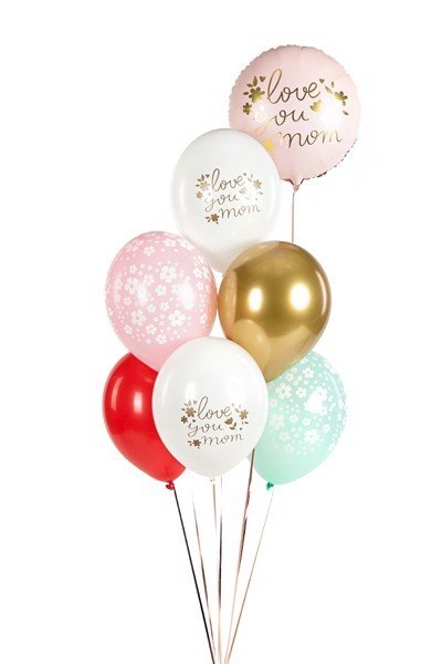Летексови Балони "Love You Mom" 30см - (1 пакет / 3 бр.) - Party Design