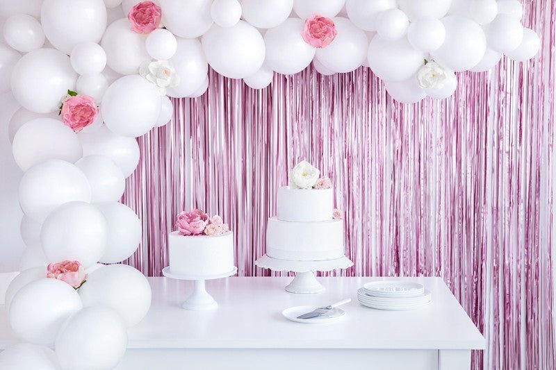 Розова Парти Завеса с Ресни за Декорации, 90 X 250 см - Party Design