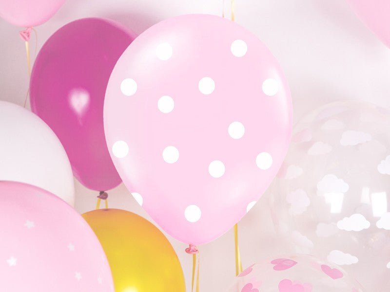 Латексови Балони Пастел Бебешко Розово на Точки 30см - Party Design