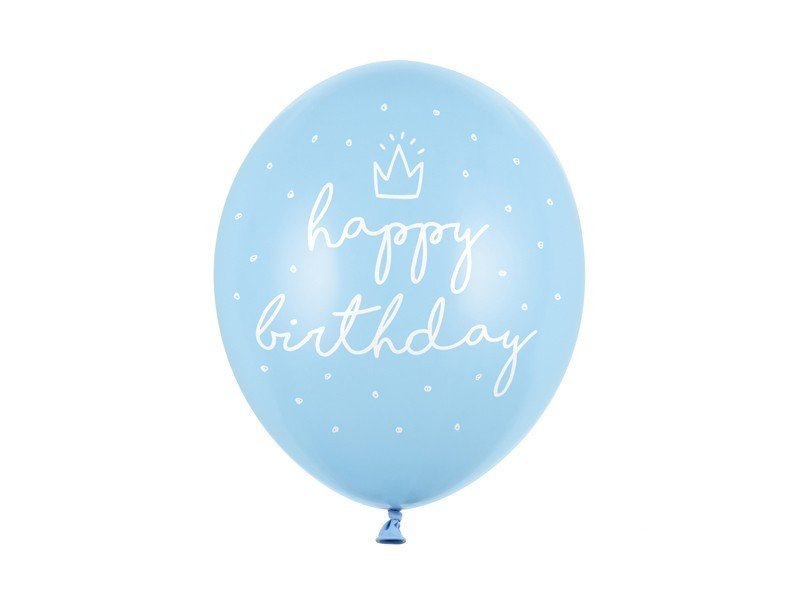 Латексови Балони, Светло Синьо ''Happy Birthday'' 30см - Party Design
