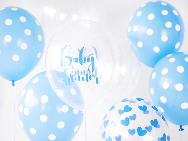 Латексови Балони Пастел Бебешко Синьо на Точки 30см - Party Design