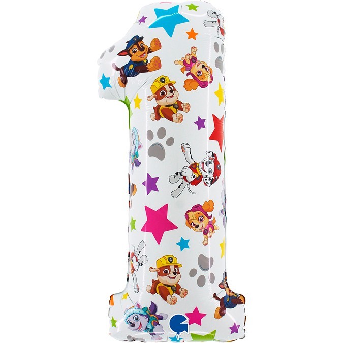 Фолиев Балон Цифра "1", Paw Patrol, 33x71 см