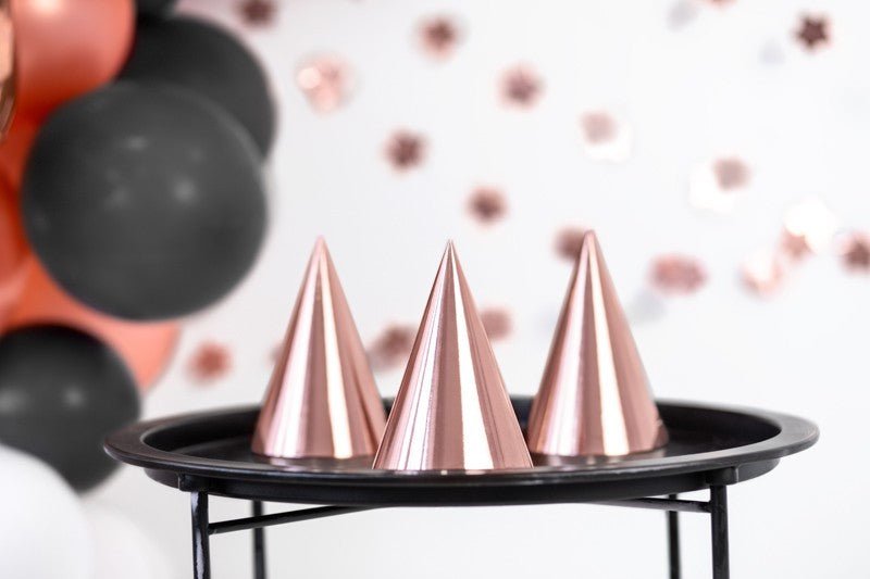 Парти Шапки в Розово Злато - (1 пакет / 6 бр.) - Party Design