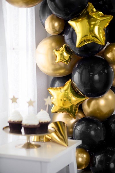 Фолиев Балон, Звезда, Златно, 12см - Party Design
