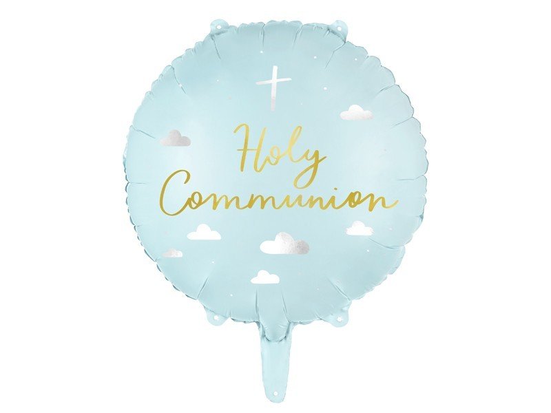 Фолиев Балон "Holy Communion", Светло Син, 45см - Party Design