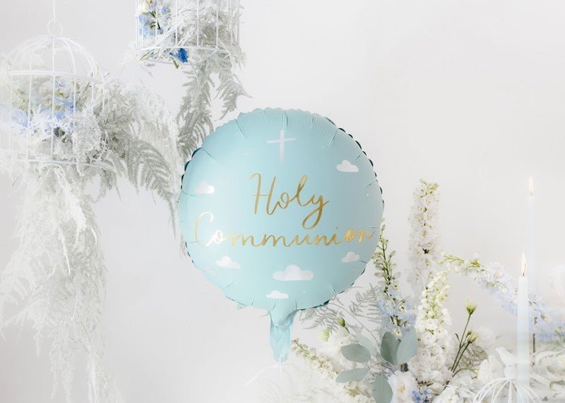 Фолиев Балон "Holy Communion", Светло Син, 45см - Party Design