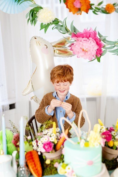 Фолиев Балон Зайче, Бяло и Златно, 67х88 см - Party Design