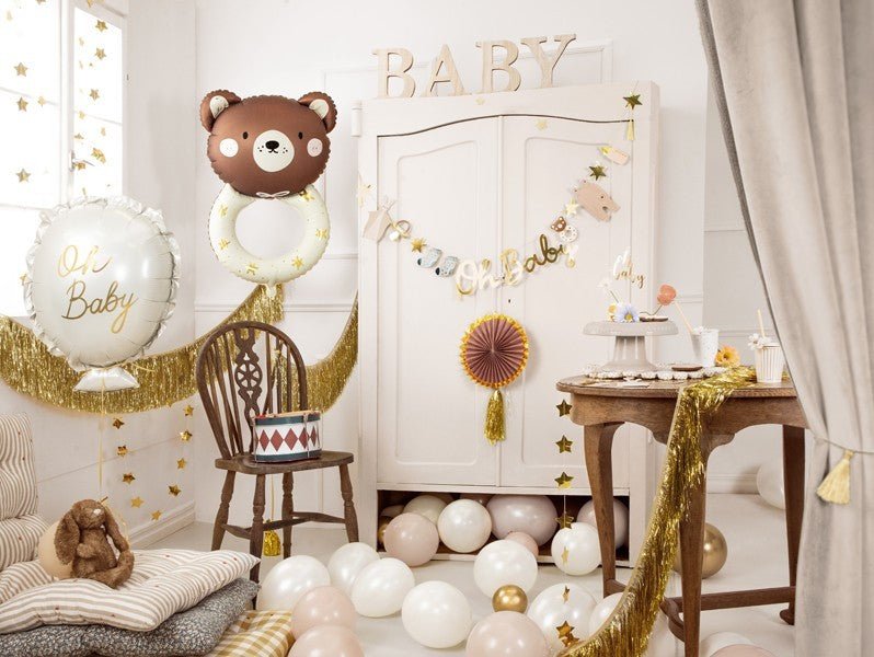 Фолиев Балон Дрънкалка с Мече, Кафяво 61x88 см - Party Design