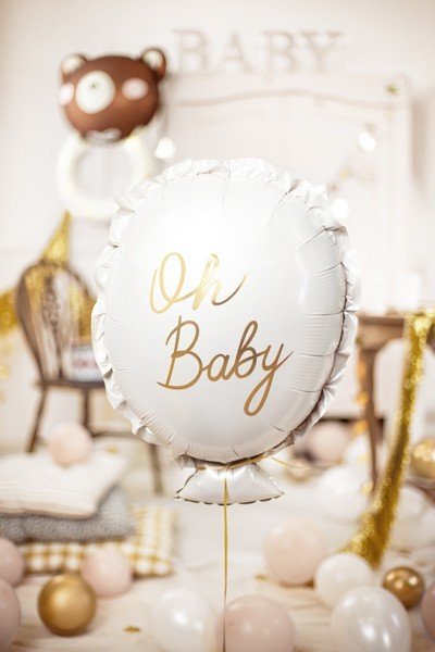 Фолиев Балон "Oh Baby" в Кремаво и Златно, 53x69 см - Party Design