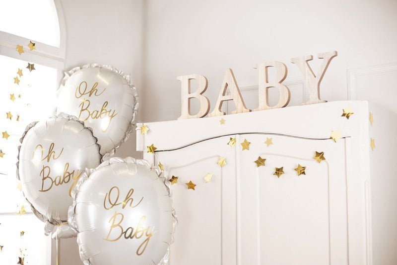 Фолиев Балон "Oh Baby" в Кремаво и Златно, 53x69 см - Party Design