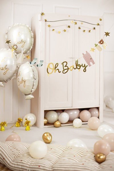 Фолиев Балон "Oh Baby" в Кремаво и Златно, 53x69 см - Party Design