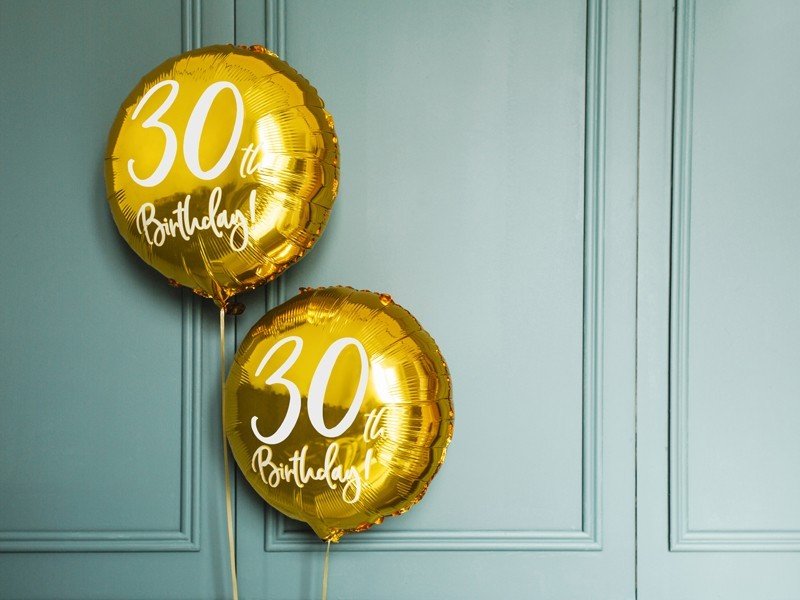 Фолиев Балон с Надпис "30th Birthday", Златен - Party Design