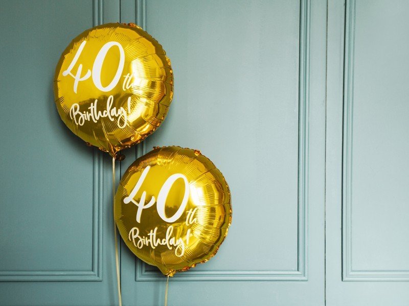 Фолиев Балон с Надпис "40th Birthday", Златен - Party Design