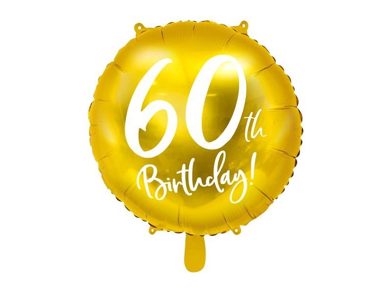 Фолиев Балон с Надпис "60th Birthday", Златен - Party Design