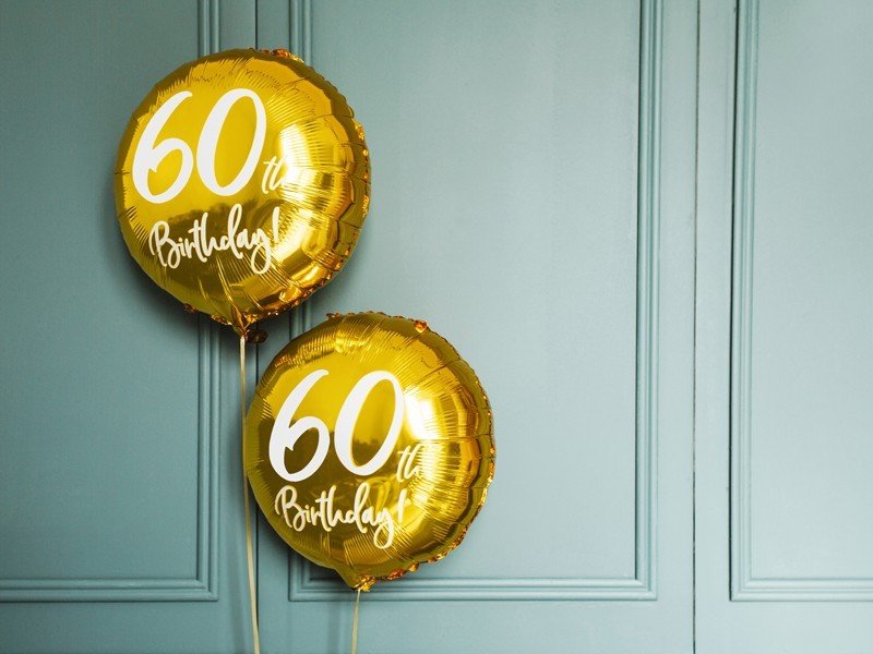 Фолиев Балон с Надпис "60th Birthday", Златен - Party Design