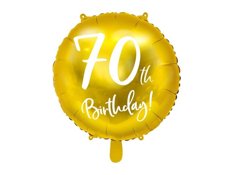 Фолиев Балон с Надпис "70th Birthday", Златен - Party Design