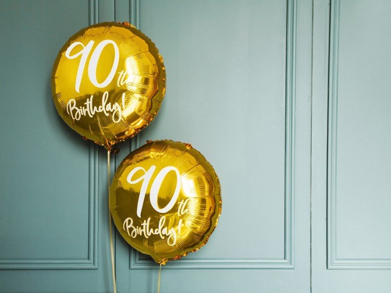 Фолиев Балон с Надпис "90th Birthday", Златен - Party Design
