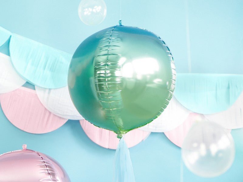 Фолиев Балон Сфера в Синьо и Зелено, 35см - Party Design