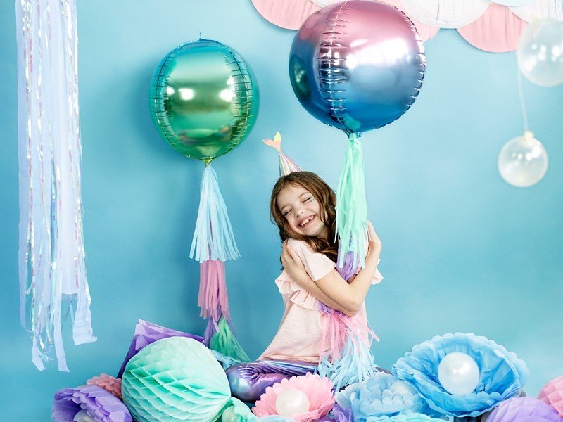 Фолиев Балон Сфера в Лилаво и Синьо, 35см - Party Design