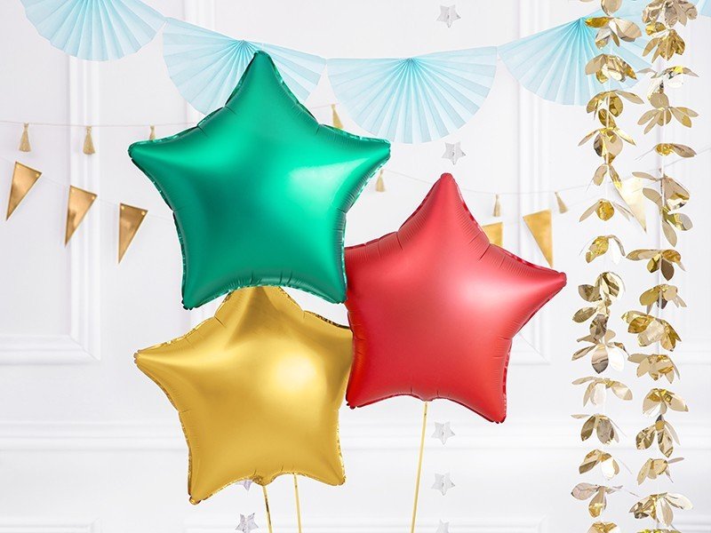 Фолиев Балон Звезда в Зелено, 48см - Party Design