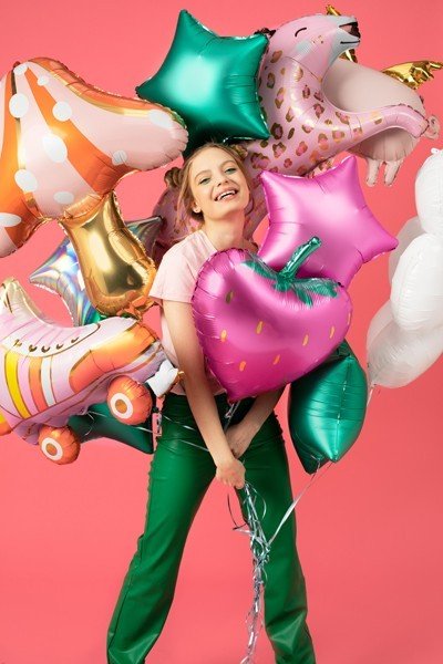Фолиев Балон Звезда в Розово, 48см - Party Design