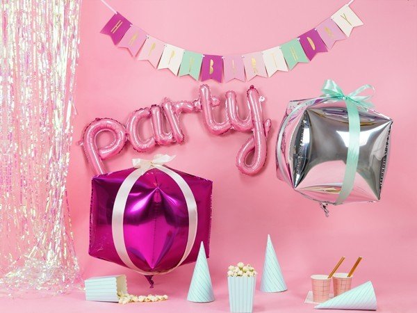 Фолиев Надпис "Party" в Розово, 80х40см - Party Design