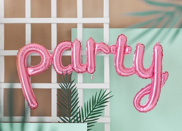 Фолиев Надпис "Party" в Розово, 80х40см - Party Design