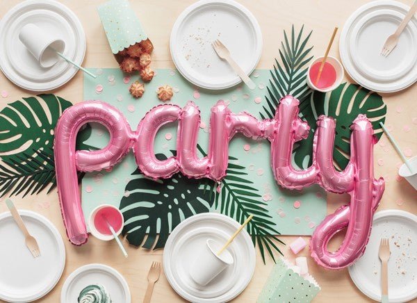 Фолиев Надпис "Party" в Розово, 80х40см - Party Design