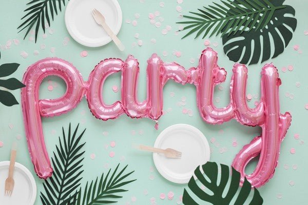 Фолиев Надпис "Party" в Розово, 80х40см - Party Design