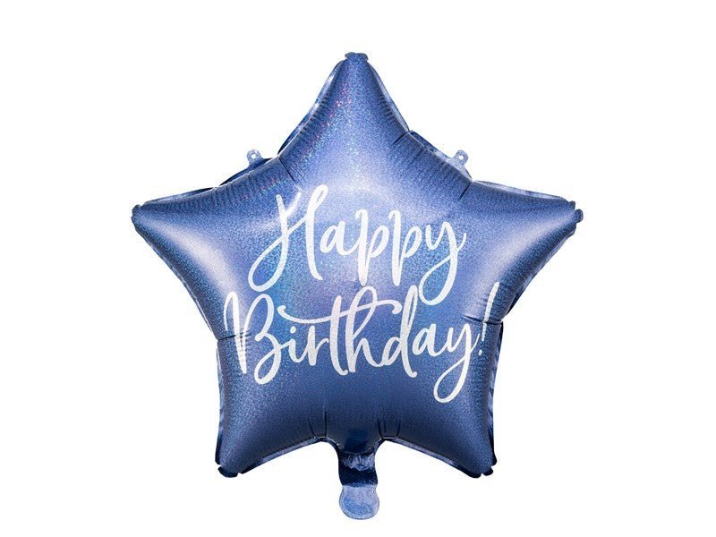 Фолиев Балон "Happy Birthday", 40см, Тъмносин - Party Design