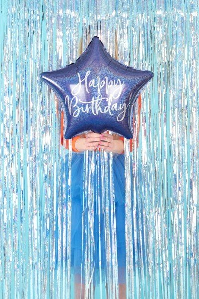 Фолиев Балон "Happy Birthday", 40см, Тъмносин - Party Design