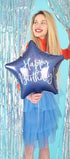 Фолиев Балон "Happy Birthday", 40см, Тъмносин - Party Design